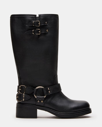 ASTOR BLACK LEATHER WIDE CALF