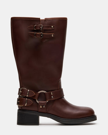 ASTOR BROWN LEATHER WIDE CALF